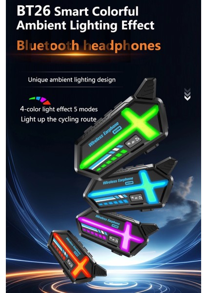 BT26 Motosiklet Kask Kulaklık Bluetooth Rgb Işıklı 2 Eşleşme Özellikli 1000 Mah Intercom ( Lisinya ) modelleri