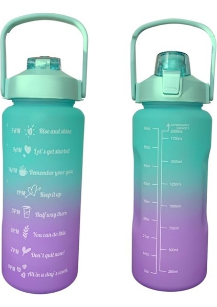Yeşil, 3’lü Set - Sticker’lı Pipetli Matara Seti - 2000ML,900ML,300ML fiyatları