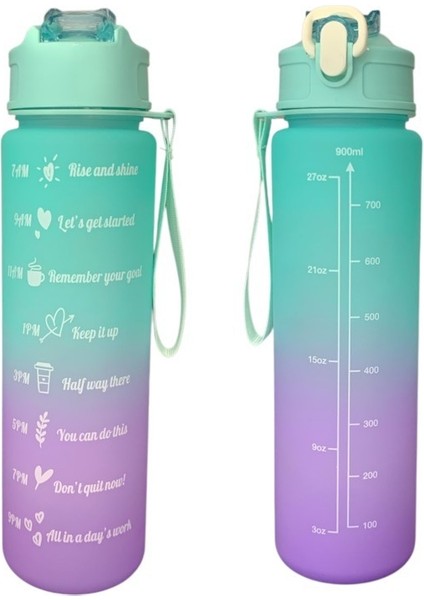 Yeşil, 3’lü Set - Sticker’lı Pipetli Matara Seti - 2000ML,900ML,300ML modelleri
