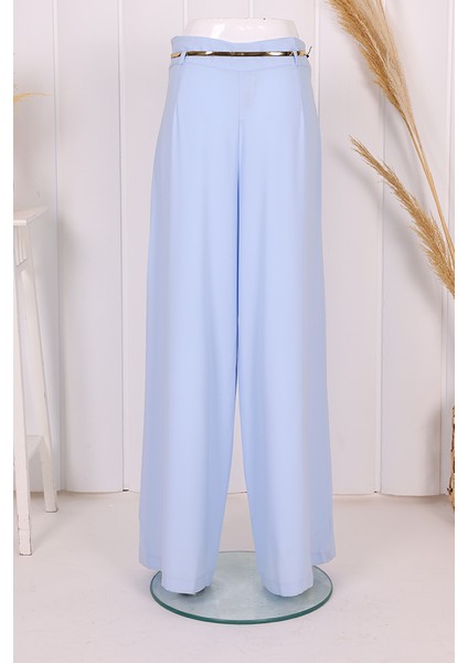 Büyük Beden Fermuarlı Kemer Aksesuarlı Pantolon Etek 0125-1 Bebe Mavisi modelleri