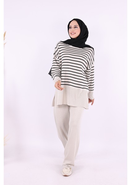 9408 Simli Çizgili Triko Takım Taş