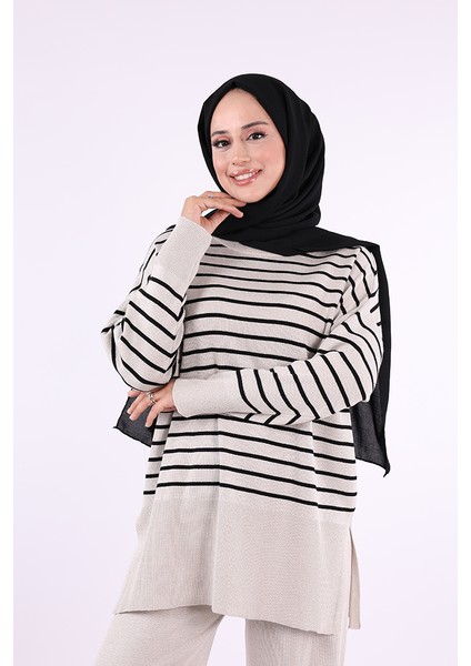 9408 Simli Çizgili Triko Takım Taş indirimleri