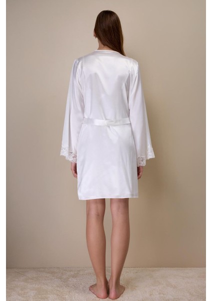 3978 Ekru Saten Gecelik Sabahlık Takım indirimleri