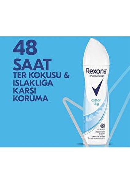 Kadın Deodorant Cotton Dry 72 Saat Kesintisiz Koruma 150 ml 3'lü Paket Ferah Koku