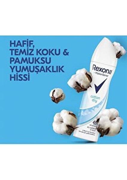 Kadın Deodorant Cotton Dry 72 Saat Kesintisiz Koruma 150 ml 3'lü Paket Ferah Koku