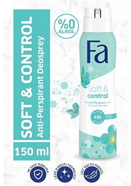Soft & Control Deospray 150 ml Kuru Yağ Teknolojisi ile 48 Saat Koruma 3 Adet fırsatları