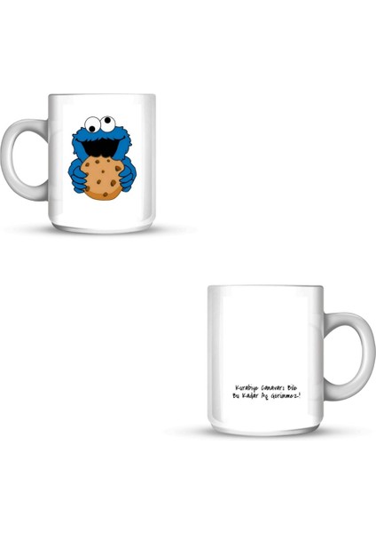 Özel Tasarım Porselen Beyaz Kupa Tatlı Kaçamak: Kurabiye Canavarı Bile Bu Kadar Aç Görünmez! modelleri