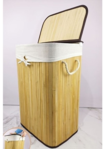 Dikdörtgen Bambu Çamaşır Sepeti Naturel CL-6002-01 fırsatları