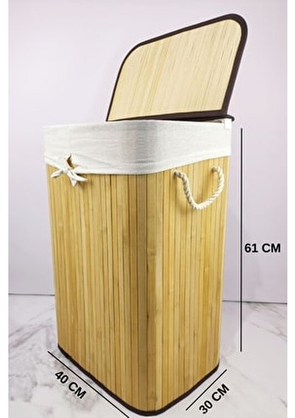 Dikdörtgen Bambu Çamaşır Sepeti Naturel CL-6002-01
