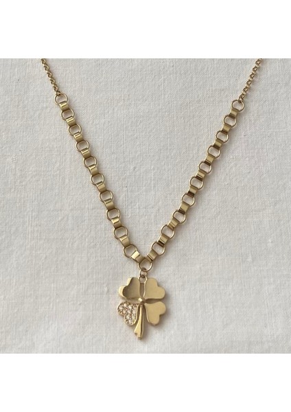 Taşlı Yonca Altın Kolye fırsatları