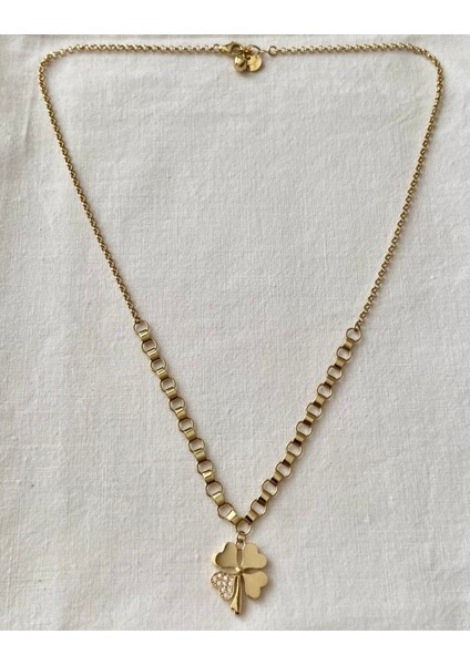 Taşlı Yonca Altın Kolye indirimleri