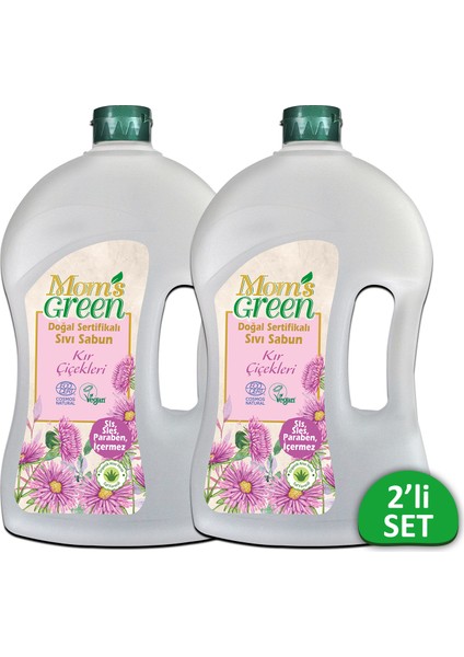 2'li Set Doğal Sertifikalı Sıvı Sabun - Kır Çiçekleri 1500 ml x 2 Adet Ecocert
