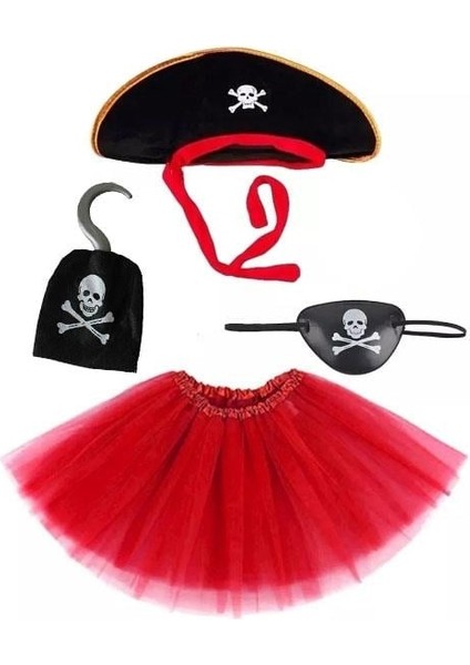 Korsan Kostüm Seti Kız Çocuk - Şapka, Etek, Kanca, Göz Maskesi fiyatları