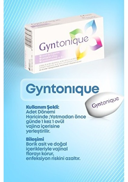 Gyntonique Borik Asit Vajinal Ovül 10 Adet Hassas Ciltler İçin Özel Formül indirimleri