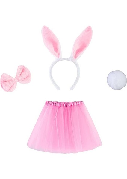 Pembe Tavşan Tacı Etek Papyon Kuyruk Kostüm Seti Çocuk Boy indirimleri