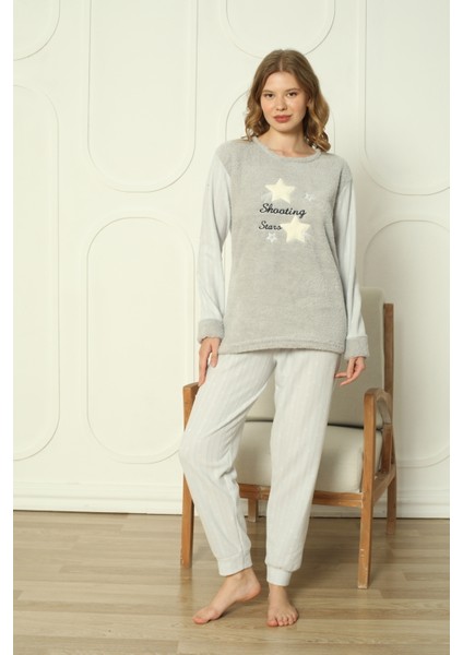 Fwn 3303 Peluş Welsoft Polar Kışlık Yumoş Yıldızlı Kadın Pijama Takımı fiyatları