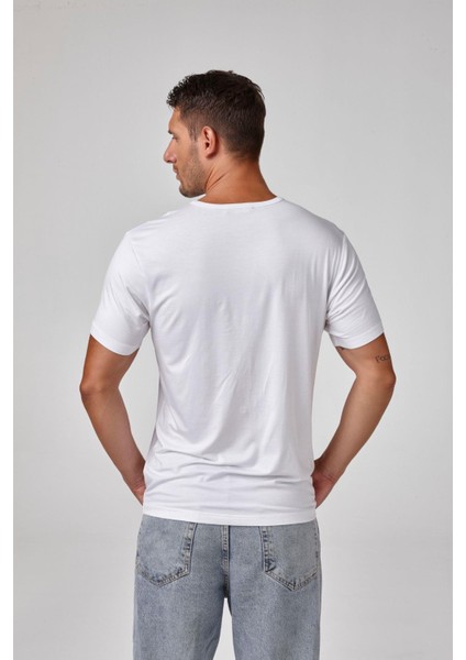 Erkek Beyaz Kısa Kollu Düğmeli Yaka Modal Basic Tişört C2T2N6O1 fiyatları