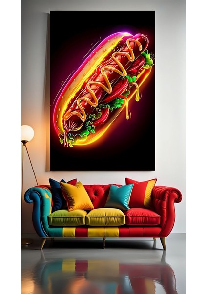 Neon Tonlarda Sosisli V1 Ev Duvar Salon Güzellik Salonu Ofis Dükkan Dekarasyon Kanvas Tablo
