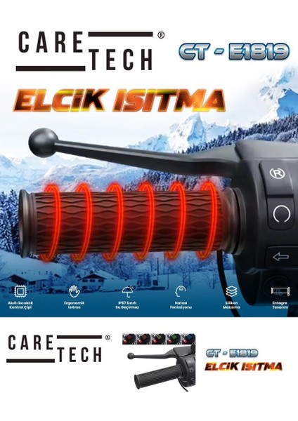 CT-E1819 Elcik Isıtma Motosiklet 5 Kademeli Isıtmalı Geçmeli Takım Motosiklet Gidon Evrensel fiyatları