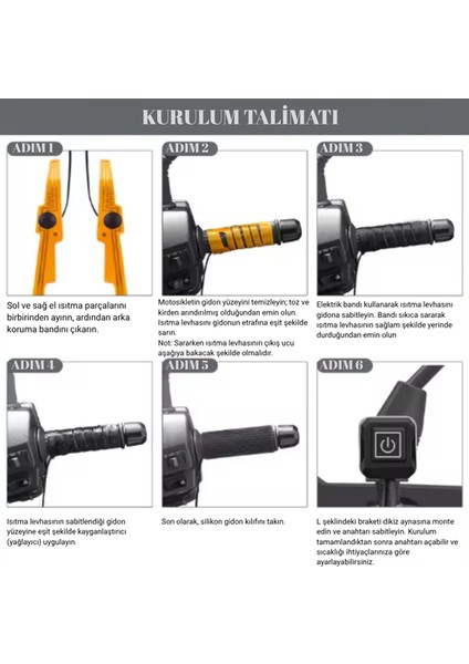 CT-E1819 Elcik Isıtma Motosiklet 5 Kademeli Isıtmalı Geçmeli Takım Motosiklet Gidon Evrensel modelleri