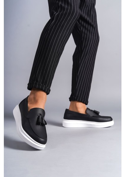 SLW154 Blaze Bağcıksız Püsküllü Cilt Erkek Günlük Spor Klasik Ayakkabı Bt Siyah indirimleri