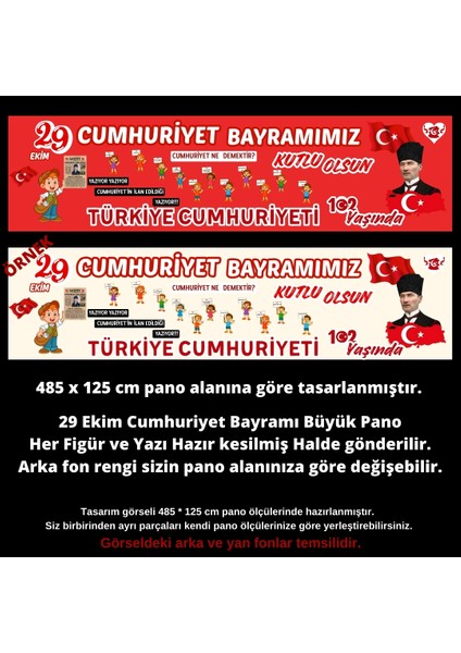 29 Ekim Cumhuriyet Bayramı Büyük Pano 4.85METRE x 1.25 Metre fiyatları