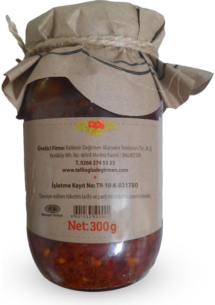 Ev Yapımı Kahvaltılık Acısız Salça 300 gr