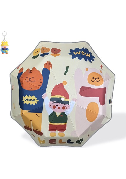 Güvenlik Yuvarlak Köşeli Geri Tepme Önleyici Çocuk Şemsiye, Erkek ve Kız Ilkokul Öğrencileri Okula Katlanır Yağmur Veya Güneşli Otomatik (Yurt Dışından)