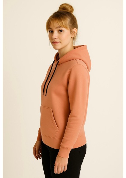 Kadın Somon Kapüşonlu SWEATSHIRT-W1108-K