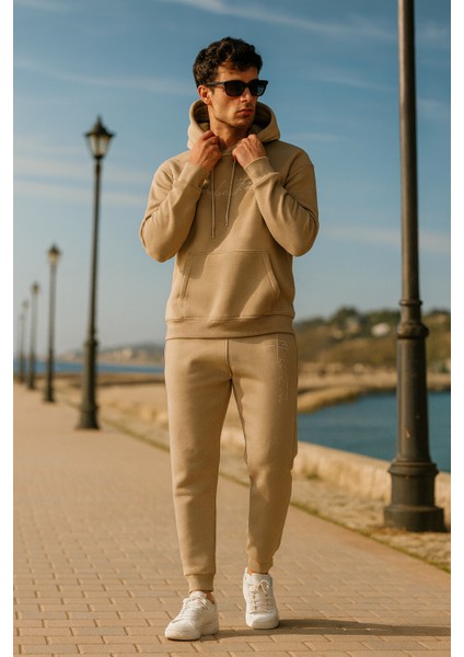 Oversize Vizon Renk Kapüşonlu Eşofman Takımı fiyatları