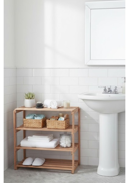 Bysay 4 Raflı Banyo Düzenleyici Raf Ahşap Mutfak Banyo Dolabı Çok Amaçlı Düzenleyici Raf fiyatları