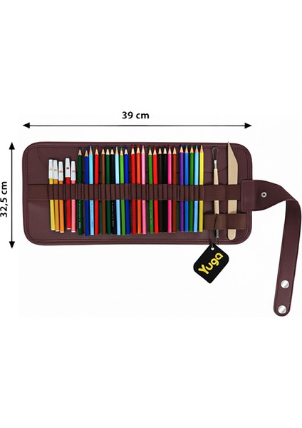 Suni Deri 36 Gözlü Rulo Kalemlik Bordo modelleri