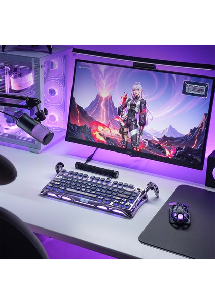 Mercury V75 Pro He Hall Effect Manyetik Switch Gaming Klavye, Hot-Swappable, Rapid Trigger, 8000Hz, 0.125MS Ultra Düşük Gecikme, Kablolu, Rgb Işıklı, Ingilizce Q, Iron Purple indirimleri