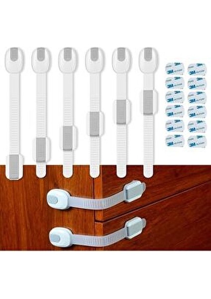 a Ayarlanabilir Çok Amaçlı Mandallı Kilit Çocuk Güvenliği İçin 35x190 mm Beyaz