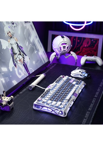 Mercury V75 He Hall Effect Manyetik Switch Gaming Klavye, Hot-Swappable, Rapid Trigger, 8000Hz, 0.125MS Ultra Düşük Gecikme, Kablolu, Rgb Işıklı, Ingilizce Q, Mecha Gray
