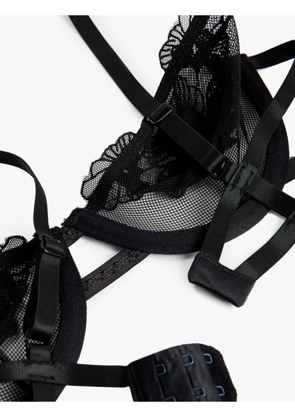 File Kumaş Çiçekli Tül Detaylı Dolgusuz Balenli Sütyen fiyatları