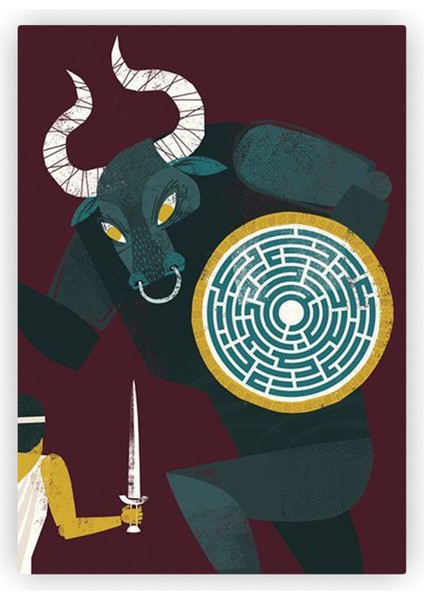 Minotor Minotaur Boğa Ahşap Poster 20X29 cm