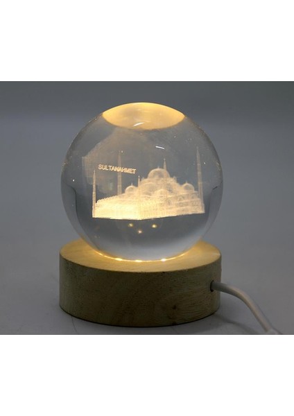 3D Istanbul Temalı Kristal Cam Küre LED Lamba Model 1 modelleri