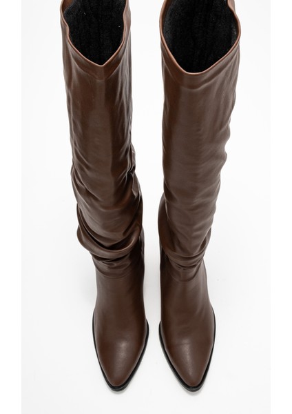 120 Kahve Cilt Körüklü Kadın Kalın Topuklu Çizme fiyatları