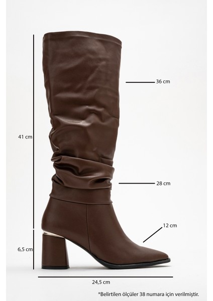 120 Kahve Cilt Körüklü Kadın Kalın Topuklu Çizme indirimleri