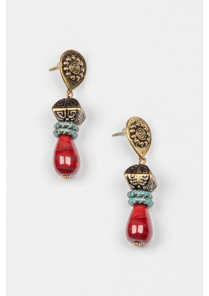 Doğal Taşlı Etnik Otantik Küpe