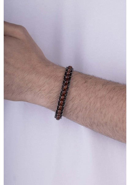 Ceviz Ağacı Deri Geçişli Erkek Bileklik fiyatları