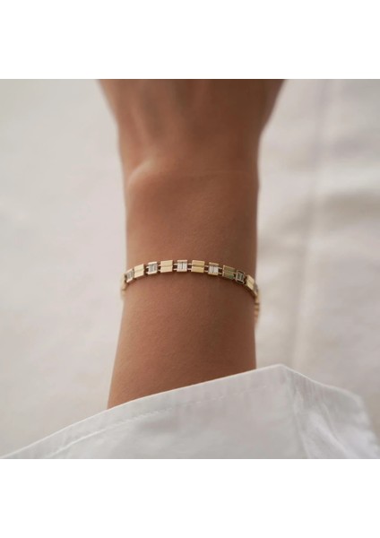 Baget Taşlı Kare Altın Bileklik fiyatları