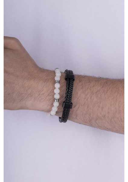 Tibet Akik Taşı Bileklik Çift Sıra Örgü Model Deri Erkek Bileklik Kombini fiyatları