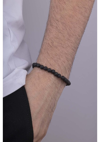 Siyah Lav Taşı Erkek Doğal Taş Bileklik