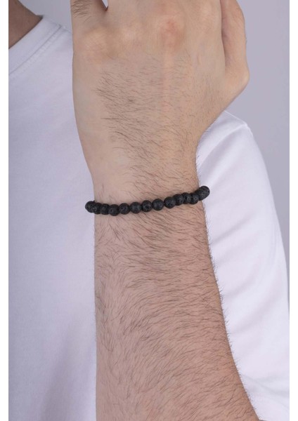 Siyah Lav Taşı Erkek Doğal Taş Bileklik modelleri