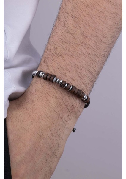 hematit Ceviz Ağacı Doğal Taş Erkek Bileklik