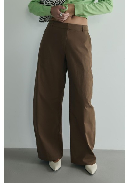 Kahverengi Caby Geniş Paça Pantolon fırsatları