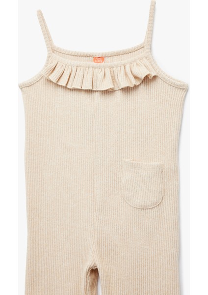 Viskon Karışımlı Fırfır Detaylı Cepli Ince Askılı Tulum modelleri