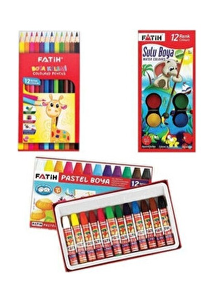 12 Renkli Pastel Boya Seti 3'lü Kuru ve Sulu Boya Çocuklar İçin Güvenli fiyatları